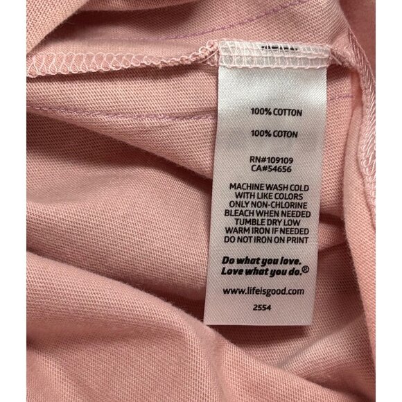 LIFE IS GOOD Crusher Long Sleeve Tee Sz L Pink Mountains Graphic 100% Cotton - Picture 16 of 16